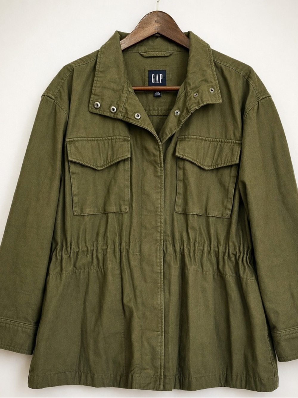 Gap Army Green Utility Jacket Oversized Cinched Waist Cotton Safari Unisex L
